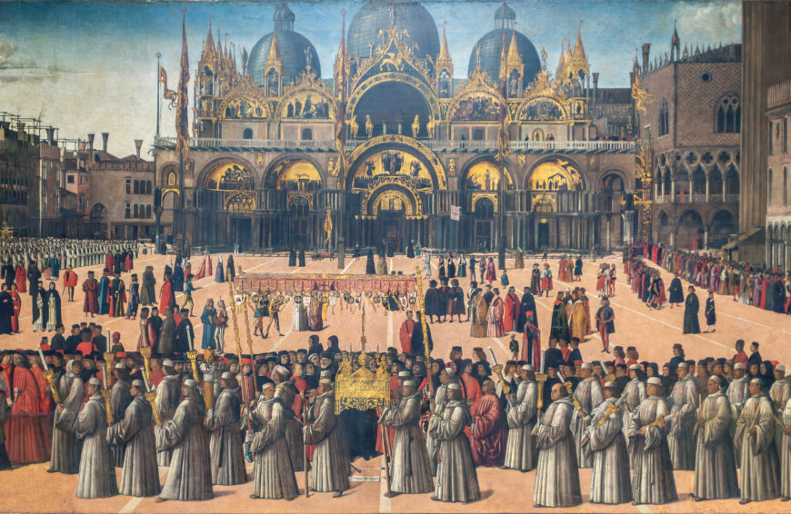 Gentile Bellini, Procession in Piazza San Marco, c. 1496, tempera on canvas, 373 x 745 cm (Gallerie dell'Accademia, Venice; photo: Steven Zucker, CC BY-NC-SA 4.0)