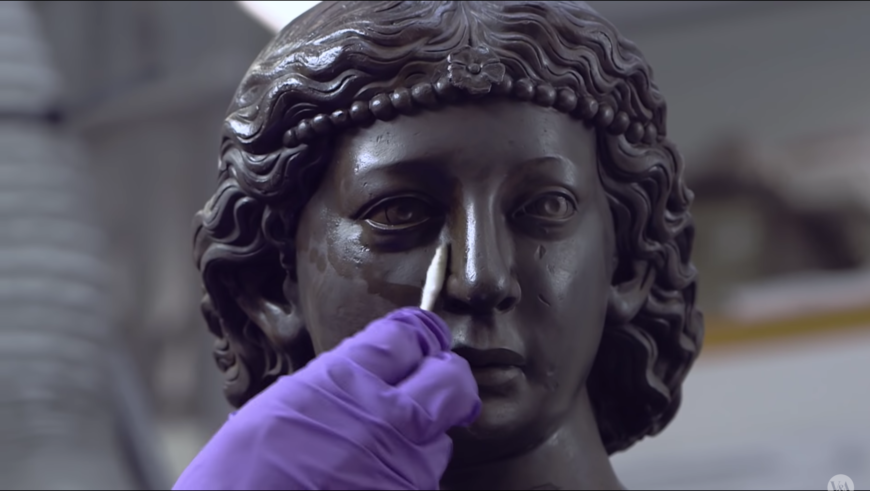 Conservation of the Benedetto da Rovezzano, Wolsey Angels, 1524–29, copper (film still: Victoria & Albert Museum, London)